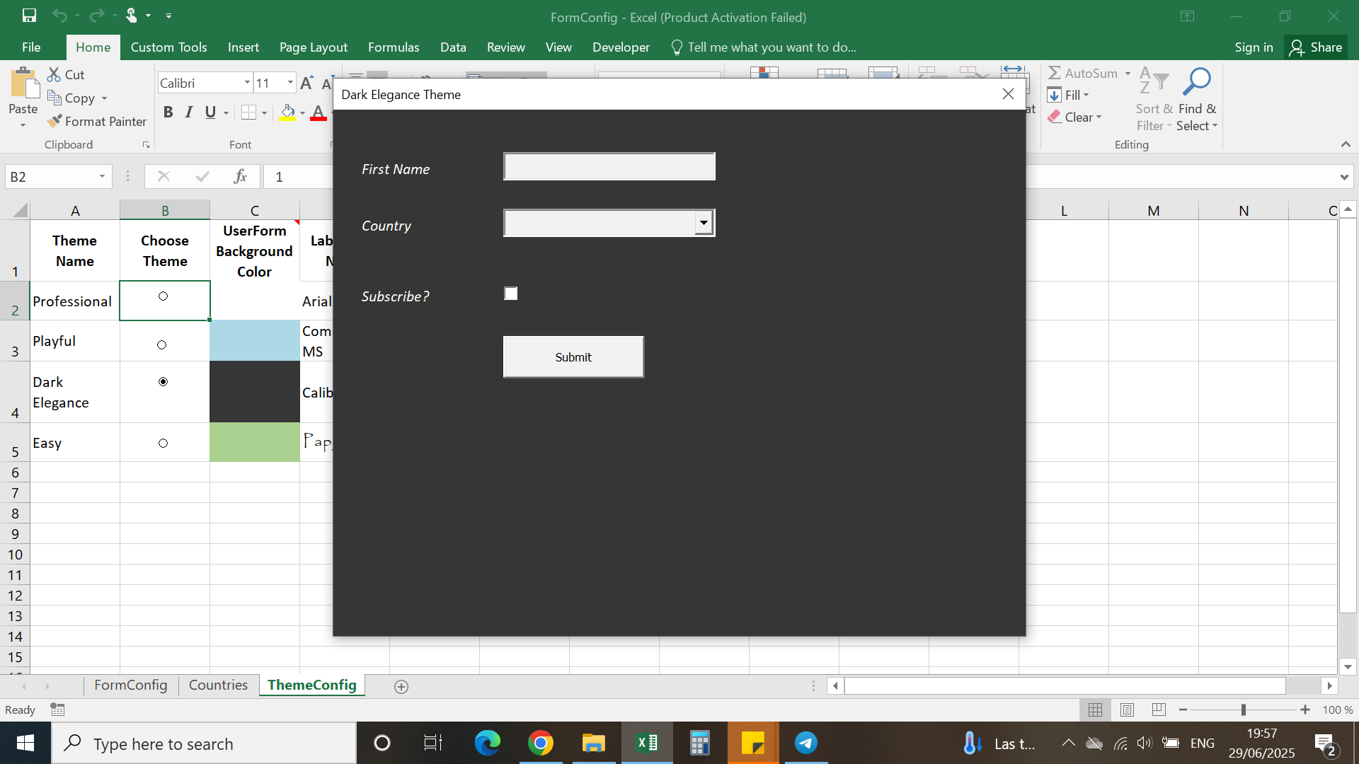 Dynamic Form Config Layout